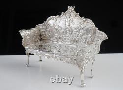 Sterling Silver Miniature Sofa Settee, Dolls House Furniture, Birmingham 1903
