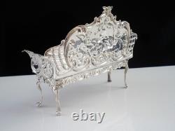 Sterling Silver Miniature Sofa Settee, Dolls House Furniture, Birmingham 1903