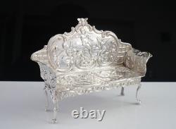 Sterling Silver Miniature Sofa Settee, Dolls House Furniture, Birmingham 1903 Sterling Silver Miniature Sofa Settee, Dolls House Furniture, Birmingham 1903
