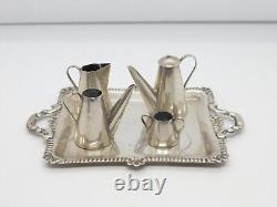 Sterling Silver Novelty Miniature Dolls House Tea Set Vintage c1970