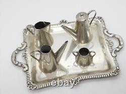 Sterling Silver Novelty Miniature Dolls House Tea Set Vintage c1970