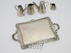 Sterling Silver Novelty Miniature Dolls House Tea Set Vintage c1970