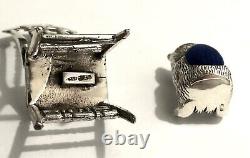 Sterling Silver Victorian Miniature Dolls house Teddy Bear Pin Cushion and chair