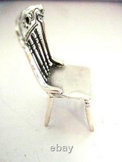 Sterling Silver Victorian Miniature Dolls house Teddy Bear Pin Cushion and chair