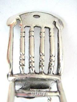 Sterling Silver Victorian Miniature Dolls house Teddy Bear Pin Cushion and chair