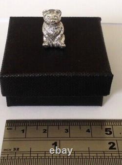 Sterling Silver Victorian Miniature Dolls house Teddy Bear Pin Cushion and chair