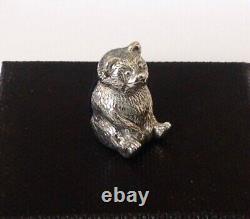 Sterling Silver Victorian Miniature Dolls house Teddy Bear Pin Cushion and chair