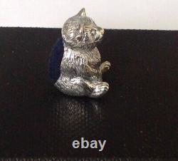 Sterling Silver Victorian Miniature Dolls house Teddy Bear Pin Cushion and chair