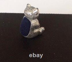 Sterling Silver Victorian Miniature Dolls house Teddy Bear Pin Cushion and chair