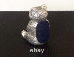 Sterling Silver Victorian Miniature Dolls house Teddy Bear Pin Cushion and chair