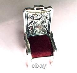Sterling silver Miniature dolls house Fairy Chair pin cushion Collectable curio
