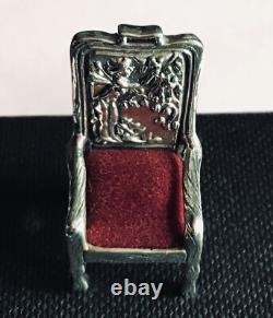 Sterling silver Miniature dolls house Fairy Chair pin cushion Collectable curio