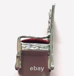 Sterling silver Miniature dolls house Fairy Chair pin cushion Collectable curio