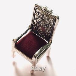 Sterling silver Miniature dolls house Fairy Chair pin cushion Collectable curio