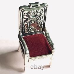 Sterling silver Miniature dolls house Fairy Chair pin cushion Collectable curio