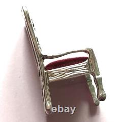 Sterling silver Miniature dolls house Fairy Chair pin cushion Collectable curio