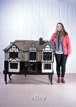 Stunning Antique Hand Made Scale Tudor Dolls House Mansion Furniture