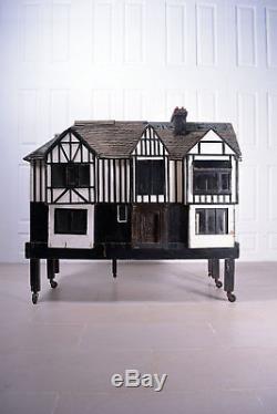 Stunning Antique Hand Made Scale Tudor Dolls House Mansion Furniture