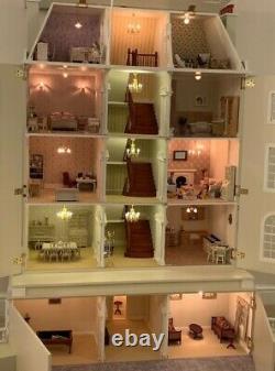 Stunning dolls house PLUS basement fully furnished, decorated and lighting