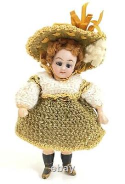 Superb Antique Vintage Miniature Mignonette Bisque & Comp Dolls House Doll