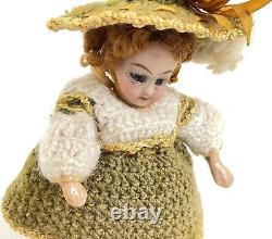 Superb Antique Vintage Miniature Mignonette Bisque & Comp Dolls House Doll