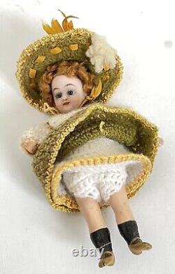 Superb Antique Vintage Miniature Mignonette Bisque & Comp Dolls House Doll