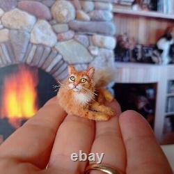 TABBY CAT Dollhouse realistic OOAK miniature 112 handsculpted handmade