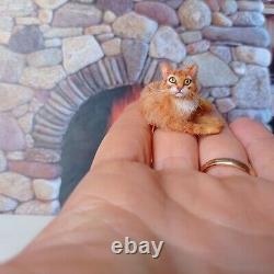 TABBY CAT Dollhouse realistic OOAK miniature 112 handsculpted handmade