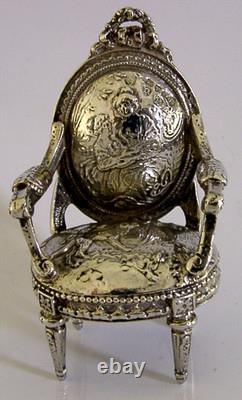 TOP QUALITY 34g CHESTER 1902 SOLID SILVER MINIATURE DOLLS HOUSE CHAIR ANTIQUE