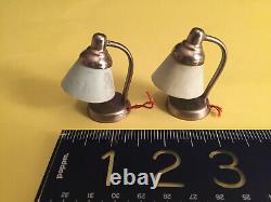 TWO RARE Miniature GERMAN DOLL HOUSE Mid Century Modern LAMPS/no bulbs/wiring