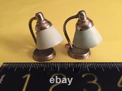 TWO RARE Miniature GERMAN DOLL HOUSE Mid Century Modern LAMPS/no bulbs/wiring