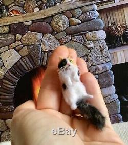 Tabby Cat OOAK Realistic Miniature Handsculpted Handmade Dollhouse 112 kitten