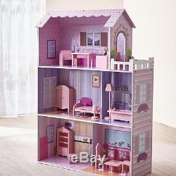 Teamson Fancy Mansion Wooden Kids Dollhouse Dolls House & Furniture Fits Barbie