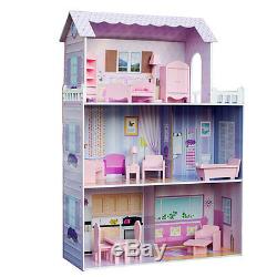 Teamson Fancy Mansion Wooden Kids Dollhouse Dolls House & Furniture Fits Barbie