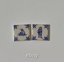 Terry Curran Miniature Dollshouse Delft Blue Tiles X2