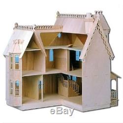 The Lovely Grand Gingerbread Victorian Dollhouse Wood Kit Large Brand New