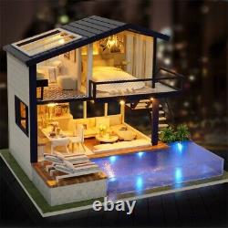 Time Apartment Unit DIY Doll House Miniature Model With Furniture Light Toy