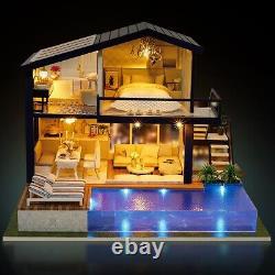 Time Apartment Unit DIY Doll House Miniature Model With Furniture Light Toy