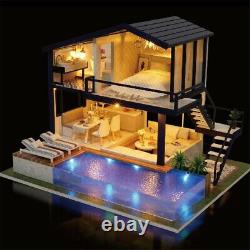 Time Apartment Unit DIY Doll House Miniature Model With Furniture Light Toy