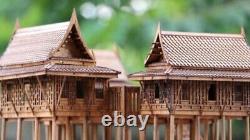 Traditional Thai House Model Kit Dollhouse Miniature Solid Teak wood Craft XL