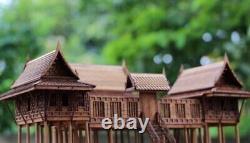 Traditional Thai House Model Kit Dollhouse Miniature Solid Teak wood Craft XL