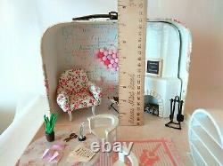 Travel dollhouse in a suitcase 112 scale Roombox diorama. Maileg mouse Realpuki