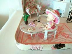 Travel dollhouse in a suitcase 112 scale Roombox diorama. Maileg mouse Realpuki