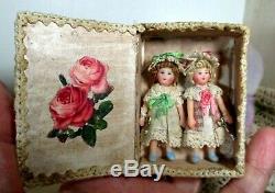 Two So tiny 2 Miniature OOAK artist Dollhouse dolls in box