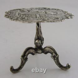 VERY PRETTY SOLID SILVER MINIATURE TABLE DOLLS HOUSE c1900 ANTIQUE