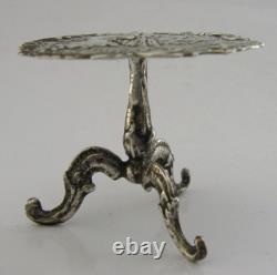 VERY PRETTY SOLID SILVER MINIATURE TABLE DOLLS HOUSE c1900 ANTIQUE