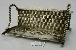 VICTORIAN DUTCH SOLID SILVER MINIATURE DOLLS HOUSE SOFA SETTEE c1890 3in ANTIQUE