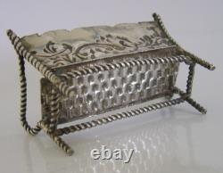 VICTORIAN SILVER MINIATURE DOLLS HOUSE SOFA SETTEE c1890 3in ANTIQUE