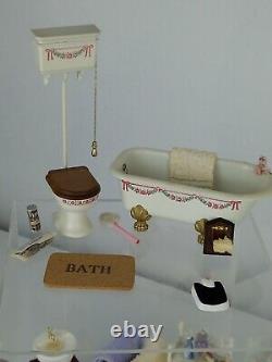 VINTAGE 1980s Dolls House Miniatures 112 Bathroom Set Joblot Bath Toilet Sink