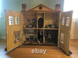 VINTAGE HUGE QUEEN ANNE Style DOLLS HOUSE 4 Rooms HANDMADE & UNIQUE! H147 cm